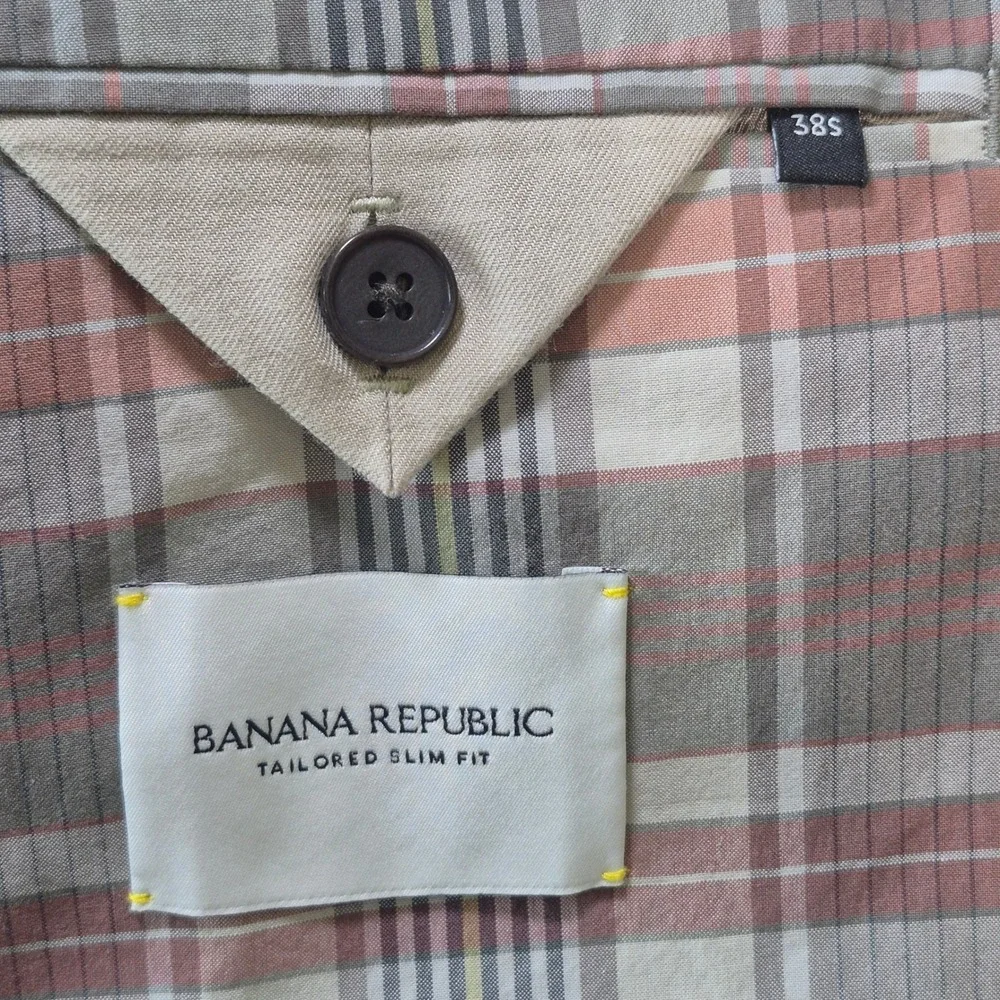 Banana Republic Blazer Mens 38S Emmetex Madras Shabby Chic Plaid Unstructured